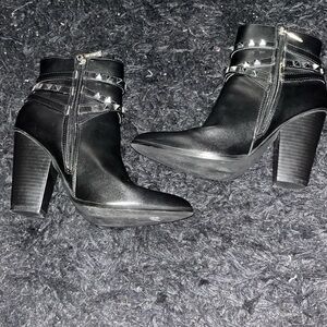 Cape Robbin Black Ankle Boots with Studded Straps